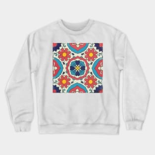 Mexican flower classic style talavera tile baldosa Crewneck Sweatshirt